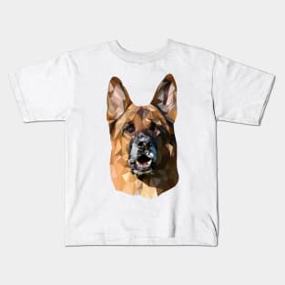 Low Poly Dog German Shepherd Pet Art Style Kids T-Shirt